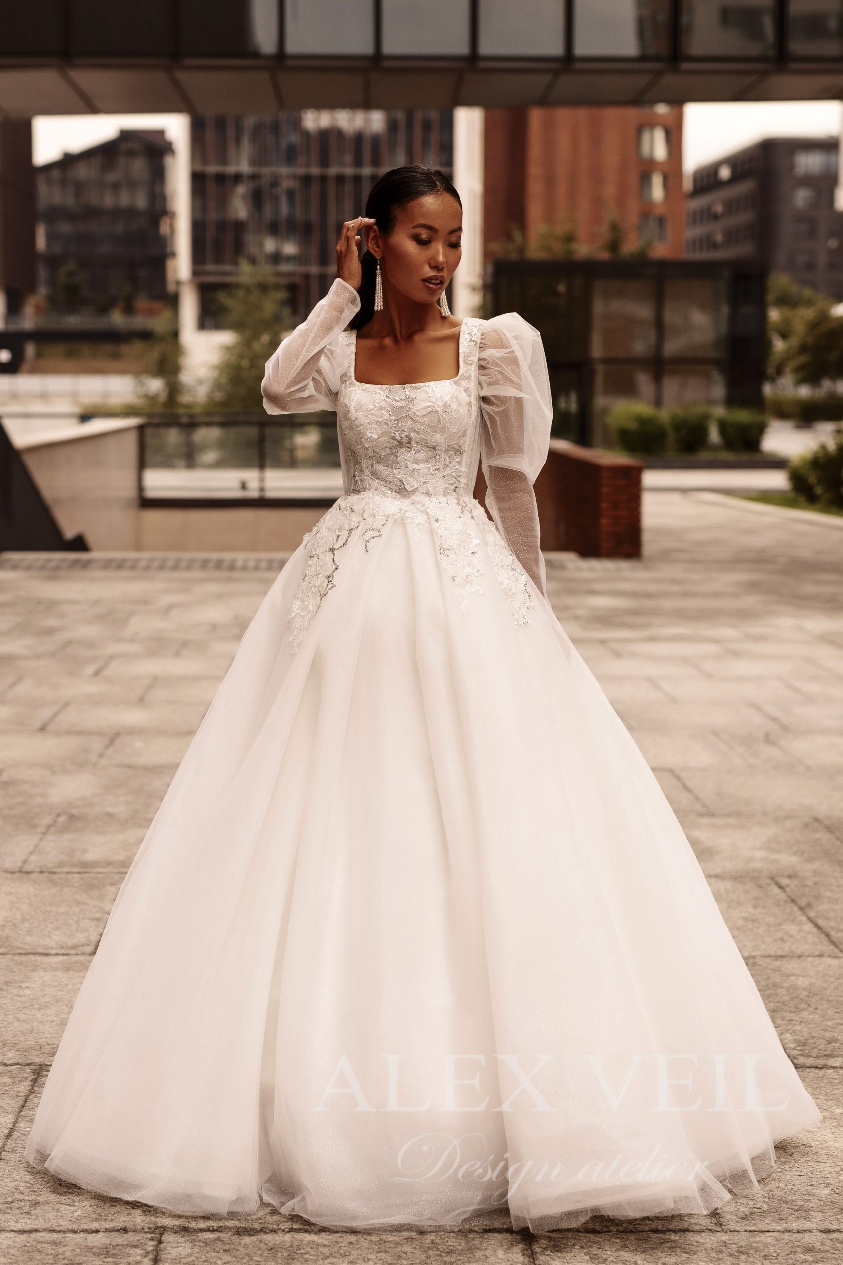 floral lace wedding dress celia with detachable straps A Line Floral Appliques Beach Wedding Dresses Backless Tulle Wedding G –  SELINADRESS