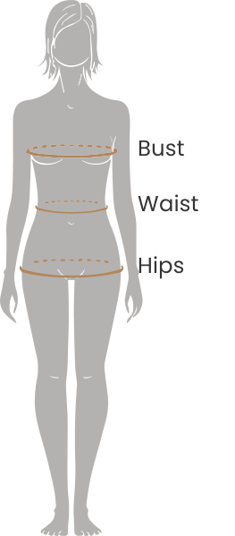 A picture to display bust, waist and hips meaasurements